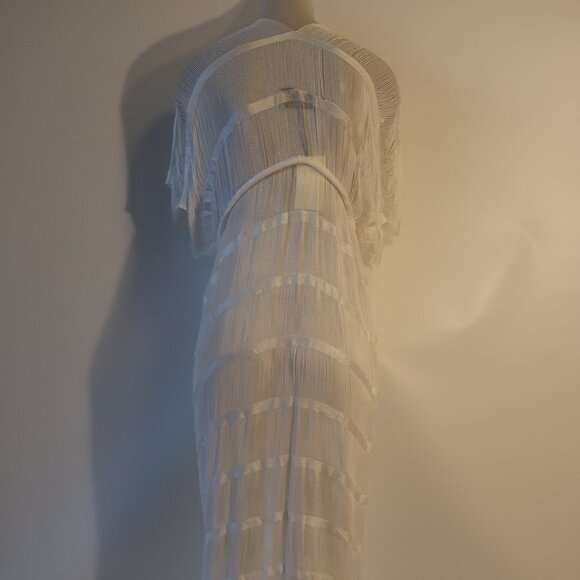 NWT Womens Michaela White Long Linguini Fringe Duster Dress OS * - Picture 8 of 12